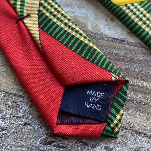 Polo Ralph Lauren silk hand made in USA red green rare tie - Picture 5 of 9